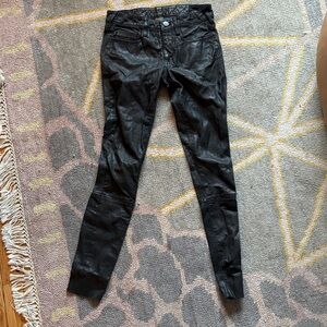 True Religion Black Leather Halle Pants